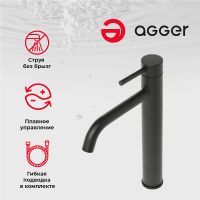 Смеситель для раковины Agger Zest A0712144 Черный матовый — фото 6, Смесители
