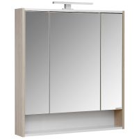 Зеркальный шкаф Aquaton Рико 80 1A215302RIB90 Белый Ясень фабрик — фото 2, Зеркальные шкафы в ванную