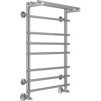 Водяной полотенцесушитель Terminus Ватра П8 500x800 4670078529503 с полкой Хром, нижнее подключение, G 1/2" ВР, с угловым соединением — фото 1, Водяные полотенцесушители