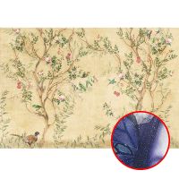 Фреска Ortograf 3D 6676 Фактура бархат серебро FX-S Флизелин (4*2,7) Бежевый/Разноцветный, Деревья/Цветы/Птицы — фото 1, Фрески