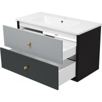 Товар: Тумба с раковиной Brevita 50 Shades of Grey Кристиан 100 УТ000014283 подвесная Черная матовая Серая матовая - фото 4 Тумба с раковиной Brevita 50 Shades of Grey Кристиан 100 УТ000014283 подвесная Черная матовая Серая матовая — фото 4, Мебель для ванной