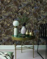 Обои Wiganford by Solo Teodoro WG5118 Винил на флизелине (1,06*10,05) Коричневый/Золото/Синий, Листья — фото 2, Обои для стен