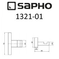 Крючок Sapho Olymp 1321-01 Хром — фото 2, Крючки для полотенец