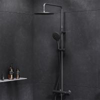 Комплект душевого уголка с душевой системой и аксессуарами AM.PM Gem S 100x80 WK93EQ профиль Черный матовый стекло прозрачное — фото 14, Прямоугольные душевые уголки