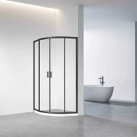 Душевой уголок Veconi Rovigo RV01B 80х80 RV01B-80-01-C7 профиль Черный матовый стекло прозрачное — фото 2, Душевые уголки четверть круга