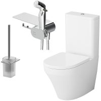 Унитаз компакт AM.PM Inspire CK50C1704W с гигиеническим душем и ершиком с бачком и сиденьем Микролифт — фото 1, Напольные унитазы