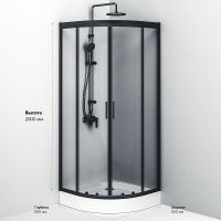 Товар: Душевой уголок AM.PM Gem 80х80 W90G-401-080BT профиль Черный матовый стекло прозрачное - фото 7 Душевой уголок AM.PM Gem 80х80 W90G-401-080BT профиль Черный матовый стекло прозрачное — фото 7, Душевые уголки четверть круга