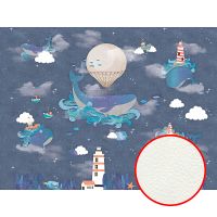 Фреска детская Ortograf Little Friends 34400 Фактура флок FLK Флизелин (4*3) Серый/Разноцветный, Рыбы — фото 1, Фрески