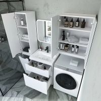 Шкаф пенал Style Line Марелла 30 L Люкс Plus СС-00002428 с бельевой корзиной Белый глянец антискрейтч — фото 4, Пеналы для ванной комнаты