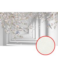 Фреска Ortograf 3D 33213 Фактура флок FLK Флизелин (4,3*2,5) Белый, Архитектура/Цветы — фото 1, Фрески