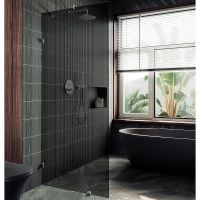 Душевая перегородка Maybah Glass MGD-274-4 790x1950 коннектор стена-стекло Хром глянцевый стекло графитовое — фото 1, Душевые перегородки