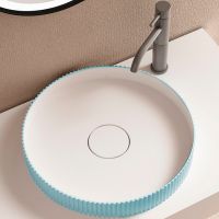 Раковина-чаша Abber Stein 40 AS2604Blau Голубая — фото 2, Раковины накладные