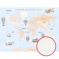 Фреска детская Ortograf Для самых маленьких 33718 Фактура бархат FX Флизелин (3,6*2,7) Голубой/Бежевый, Карты/Самолеты — фото 1, Фрески