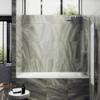 Товар: Шторка на ванну Maybah Glass MGV-130-1у 340x1400 в узком профиле Белый стекло сатиновое - фото 1 Шторка на ванну Maybah Glass MGV-130-1у 340x1400 в узком профиле Белый стекло сатиновое — фото 1, Неподвижные шторки для ванной