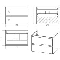 Тумба с раковиной Brevita Dallas 70 УТ000012093 подвесная Дуб Галифакс олово — фото 11, Мебель для ванной