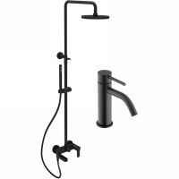 Комплект смесителей Paffoni Light KITCOL632NO71 Черный матовый — фото 1, Готовые комплекты для ванной комнаты