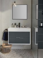 Тумба под раковину Jacob Delafon Vivienne 80 EB1667-J5-J54 подвесная Серая матовая Белая глянцевая — фото 2, Тумбы под раковину