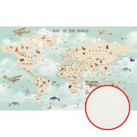 Фреска детская Ortograf Детские 6772 Фактура флок FLK Флизелин (4,4*2,7) Зеленый/Бежевый, Карты/Самолеты/Животные — фото 1, Фрески