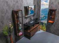 Товар: Шкаф пенал Boheme Armadi Art Loft 30 896-D подвесной Dark wood - фото 3 Шкаф пенал Boheme Armadi Art Loft 30 896-D подвесной Dark wood — фото 3, Мебель для ванной