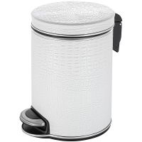 Ведро для мусора Geralis V-KWH-B Croco Белое, кант Хром, 5 л — фото 1, Мусорные ведра