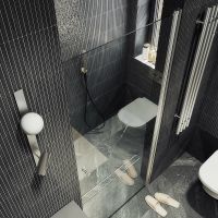 Товар: Душевая дверь Maybah Glass MGD-803-5 800x1980 на монопетле Хром матовый стекло прозрачное - фото 4 Душевая дверь Maybah Glass MGD-803-5 800x1980 на монопетле Хром матовый стекло прозрачное — фото 4, Душевые двери в нишу