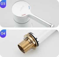 Смеситель на борт ванны Gappo G03-8 G1103-8 Белый Хром — фото 4, Смесители на борт ванны