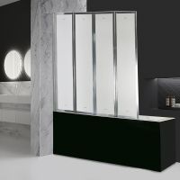 Шторка на ванну Ceruttispa Bouna 131х139 профиль Хром стекло матовое — фото 1, Складные шторки для ванной