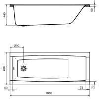 Акриловая ванна Santek Санторини 160х70 1WH302494 без гидромассажа — фото 4, Ванны