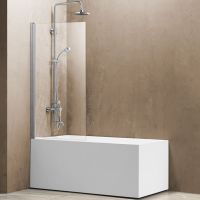 Шторка на ванну Vincea VSB-11800CL 80x140 профиль Хром стекло прозрачное — фото 1, Неподвижные шторки для ванной