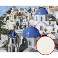 Фреска Ortograf Городской пейзаж живопись 11473 Фактура флок FLK Флизелин (2,5*2) Белый/Голубой, Город/Пейзаж/Живопись — фото 1, Фрески