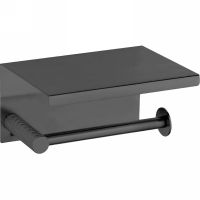 Держатель туалетной бумаги Boheme Uno 10971-GM с полкой Оружейная сталь — фото 1, Держатели туалетной бумаги