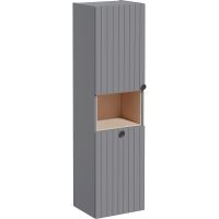 Шкаф пенал Vitra Root Groove 40 L 69095 подвесной с бельевое корзиной Серый матовый — фото 1, Пеналы для ванной комнаты