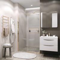 Душевая дверь Grossman Pragma 110 100.K33.03.110.32.00 профиль Золото сатин стекло прозрачное — фото 4, Душевые двери в нишу