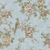 Обои Prima Italiana Ducale 80203 Винил на флизелине (1,06*10,05) Голубой/Бежевый/Розовый, Цветы/Птицы — фото 1, Обои для стен