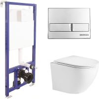 Комплект унитаза WeltWasser Merzbach 043 GL-WT 10000009939 с инсталляцией Berges Novum L3 040213 с сиденьем Микролифт и клавишей смыва Хром — фото 1, Комплекты унитаз + инсталляция