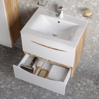 Тумба с раковиной Iddis Cloud 60 CLO60Y0i95K подвесная Белая матовая Дуб золотистый — фото 5, Тумбы с раковиной