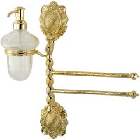 Полотенцедержатель с дозатором для жидкого мыла Migliore Cleopatra 16699 поворотный Золото — фото 1, Полотенцедержатели