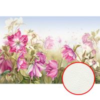 Фреска Ortograf Цветы 6726 Фактура флок FLK Флизелин (4*2,7) Зеленый/Розовый, Цветы — фото 1, Фрески