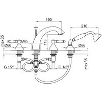 Товар: Смеситель на борт ванны Webert Dorian DO730101015 Хром - фото 2 Смеситель на борт ванны Webert Dorian DO730101015 Хром — фото 2, Смесители