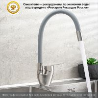 Смеситель для кухни Ростовская Мануфактура Сантехники SUS126GY-016F Нержавеющая сталь Серый — фото 4, Смесители