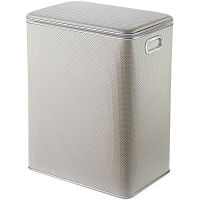 Корзина для белья Geralis RWH-S Ромб Белая, кант Хром, большая — фото 1, Корзины для белья