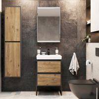 Зеркальный шкаф STWORKI Кронборг 55 1A261802KB820 Черный Серый — фото 4, Зеркальные шкафы в ванную