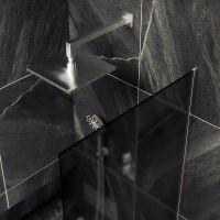 Шторка на ванну Maybah Glass MGV-251-5у 300x1400 в узком профиле Хром матовый стекло графитовое матовое — фото 4, Неподвижные шторки для ванной