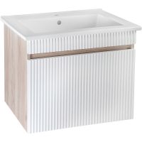 Тумба под раковину Runo Модена 65 00-00001425 подвесная Крафтовый дуб Белая — фото 1, Тумбы под раковину