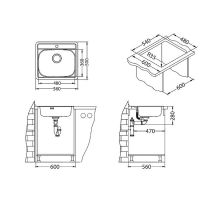 Кухонная мойка Alveus More 10 NAT-90 560x500 1106813 Натуральная сталь — фото 4, Кухонные мойки