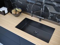 Кухонная мойка Paulmark Aller 74 Uni PM807444-GM Вороненая сталь — фото 3, Кухонные мойки