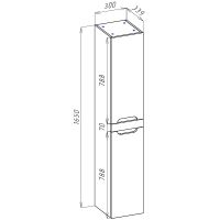 Шкаф пенал Bellezza Грейс 30 4620802180470 подвесной Дуб светлый — фото 2, Мебель для ванной