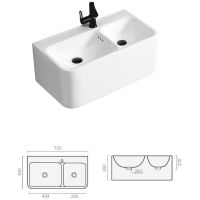 Раковина Ceruttispa Double Como 75 CT9700 двойная Белая — фото 3, Раковины подвесные