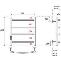 Электрический полотенцесушитель Point Афина PN04756B П4 500x600 диммер слева Черный — фото 3, Электрические полотенцесушители