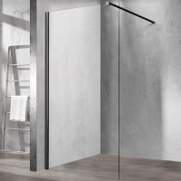 Душевая перегородка Vincea Walk-In 100 VSW-1H100CLB профиль Черный матовый стекло прозрачное — фото 1, Душевые перегородки